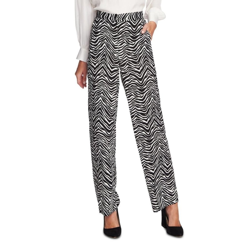 Vince Camuto Womens Zebra Print Zip Front Pant Size 12